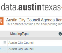 screenshot of data portal at data.austintexas.gov