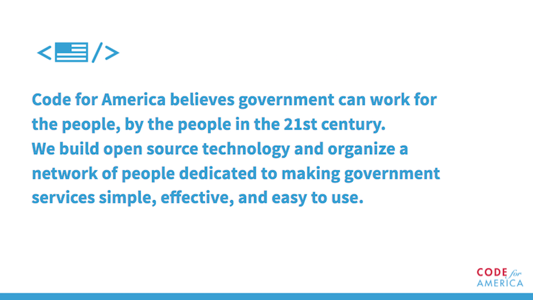 Description of Code for America from slidedeck.