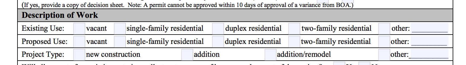 part of a residential building permit application