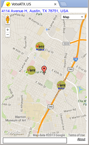 Screenshot of VoteATX application